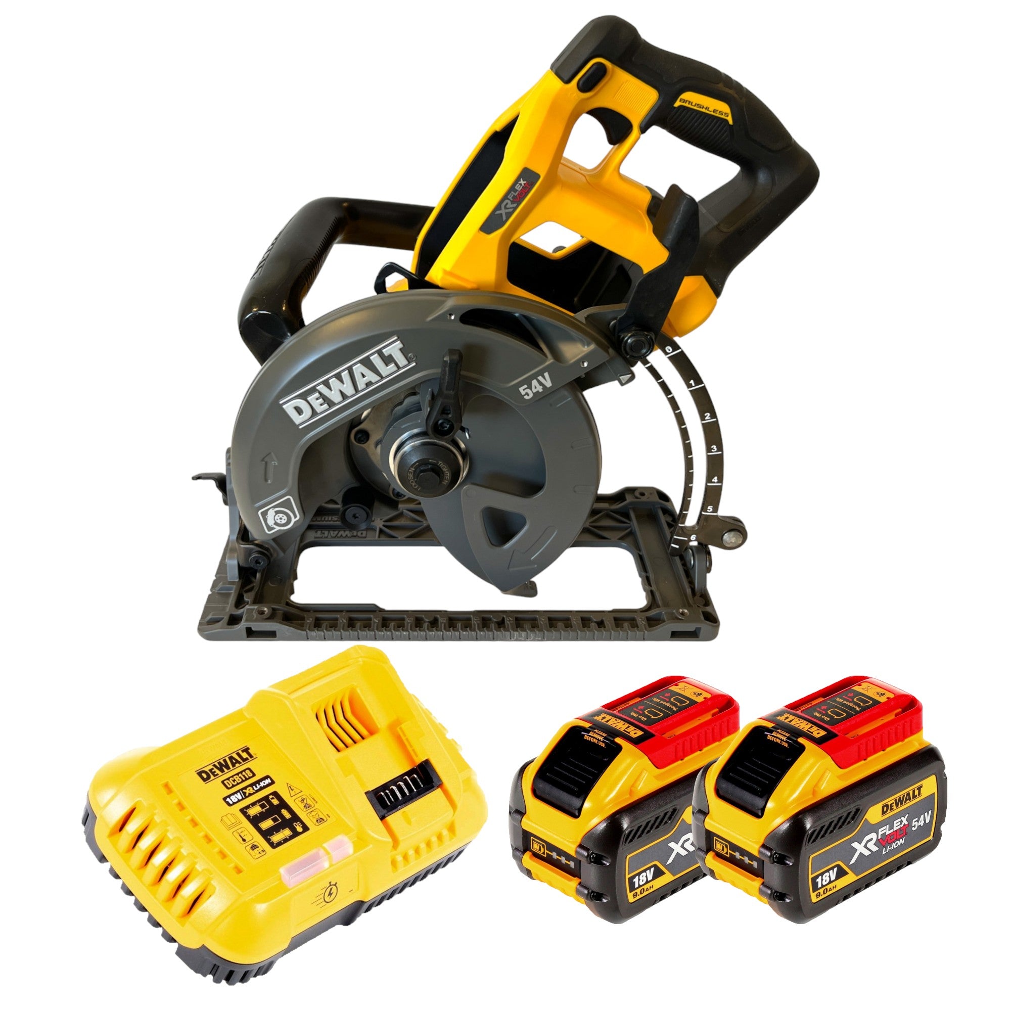 DeWalt DCS 577 X2 Akku Handkreissaege 54 V FlexVolt 190 mm Brushless 2x Akku 9 0 Ah Ladegeraet 0 - toolbrothers