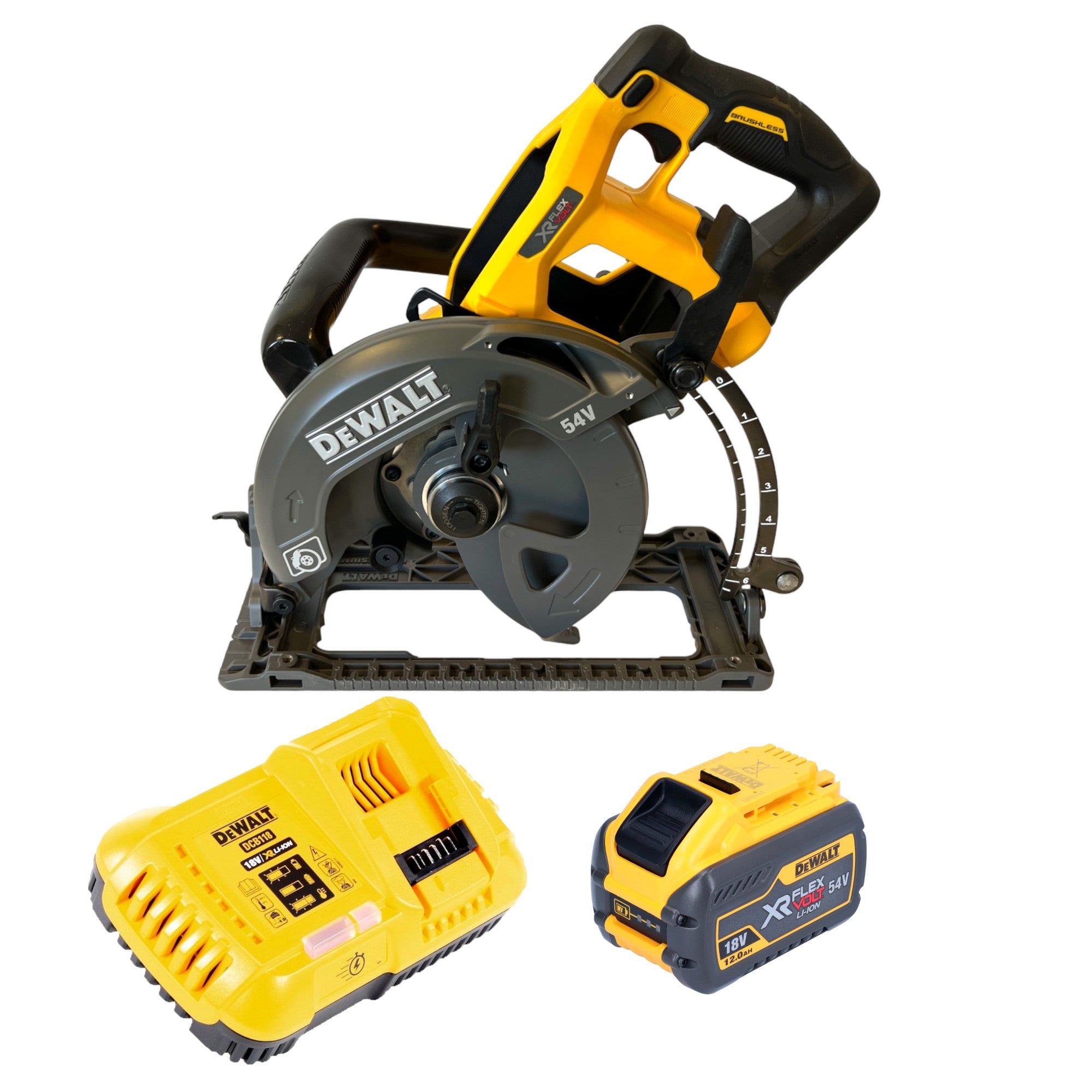 DeWalt DCS 577 Y1 Akku Handkreissaege 54 V FlexVolt 190 mm Brushless 1x Akku 12 0 Ah Ladegeraet 0 - toolbrothers
