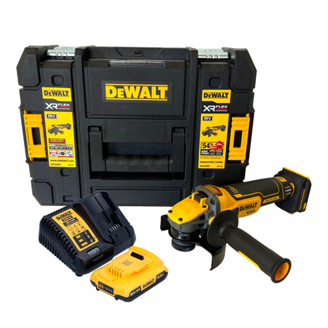 DeWalt DCG 409 D1T Akku Winkelschleifer 18 V 125 mm Brushless + 1x Akku 2,0 Ah + Ladegerät + TSTAK