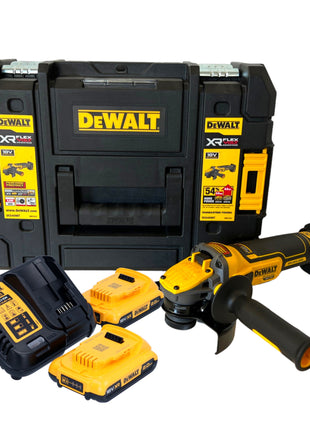 Akumulatorowa szlifierka kątowa DeWalt DCG 409 D2T 18 V 125 mm bezszczotkowa + 2x akumulator 2,0 Ah + ładowarka + TSTAK