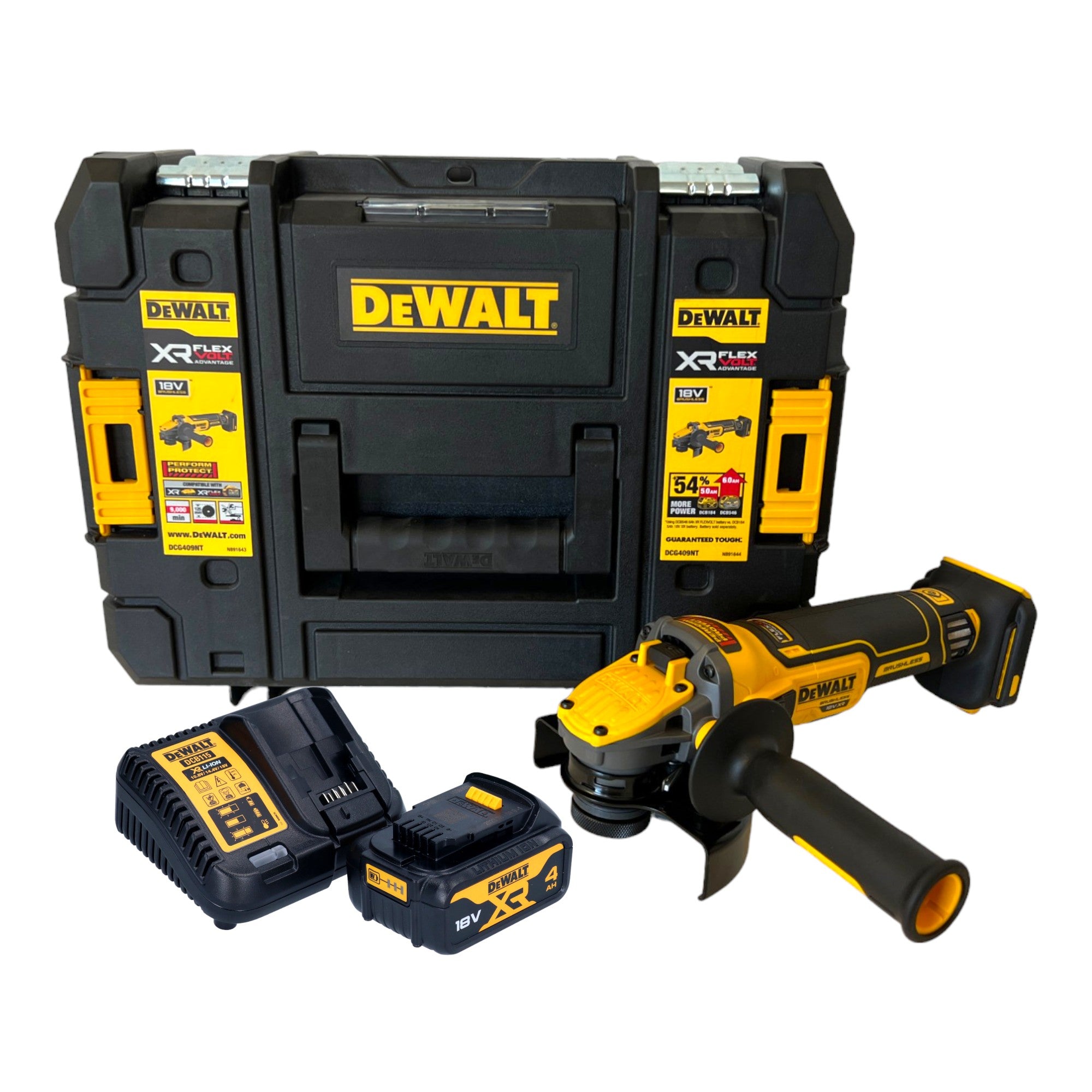 DeWalt DCG 409 M1T Akku Winkelschleifer 18 V 125 mm Brushless 1x Akku 4 0 Ah Ladegeraet TSTAK 0 - toolbrothers