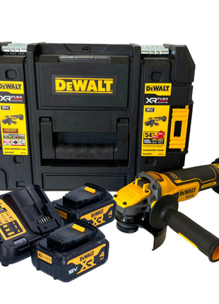 Amoladora angular a batería DeWalt DCG 409 M2T 18 V 125 mm sin escobillas + 2x baterías 4,0 Ah + cargador + TSTAK