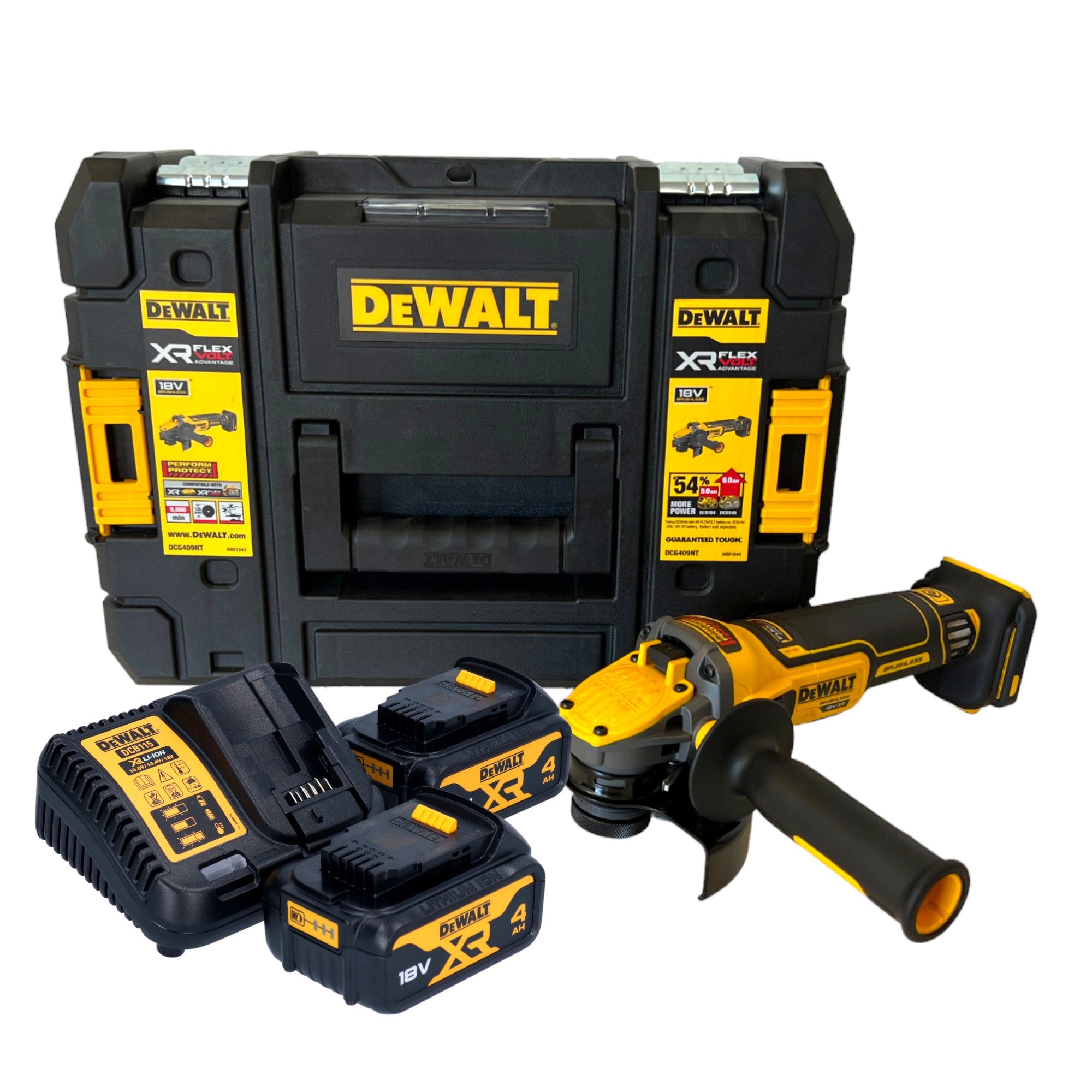 DeWalt DCG 409 M2T Akku Winkelschleifer 18 V 125 mm Brushless 2x Akku 4 0 Ah Ladegeraet TSTAK 0 - toolbrothers