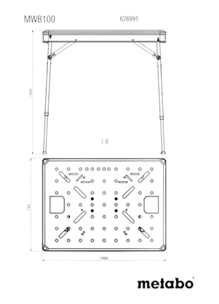 Metabo MWB 100 Multifunktionstisch ( 626991000 ) mobile Werkbank robuste MDF-Tischplatte