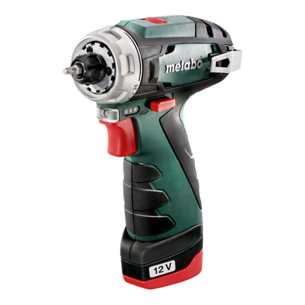 Metabo Powermaxx BS Basic Set taladro atornillador a batería 12 V 34 Nm ( 600080710 ) + 2x batería recargable 2,0 Ah + cargador + juego de 41 accesorios + maletín