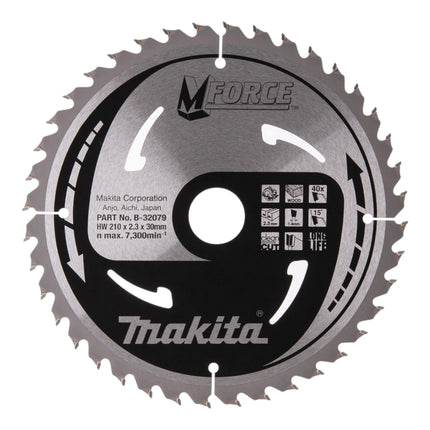 Makita M-FORCE circular saw blade 210 x 30 x 2.3 mm 40 teeth ( B-32079 ) for wood