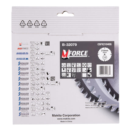 Makita M-FORCE circular saw blade 210 x 30 x 2.3 mm 40 teeth ( B-32079 ) for wood