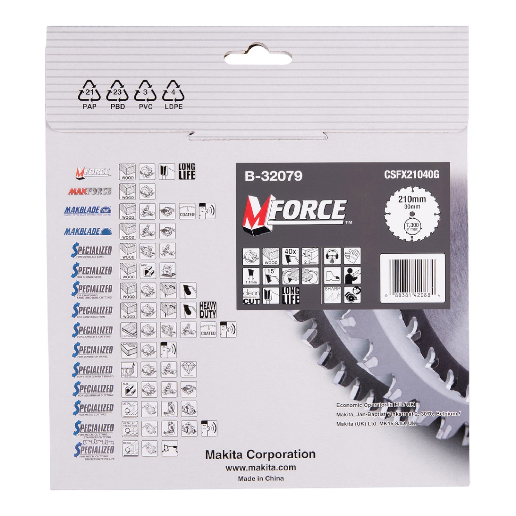 Makita M FORCE Kreissaegeblatt 210 x 30 x 2 3 mm 40 Zaehne B 32079 fuer Holz 3 - toolbrothers