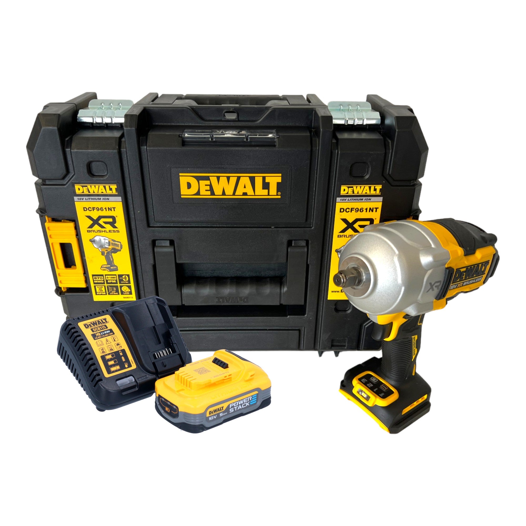 DeWalt DCF 961 H1T Akku Schlagschrauber 18 V 1632 Nm 1 2 Brushless 1x Powerstack Akku 5 0 Ah Ladegeraet TSTAK 0 - toolbrothers