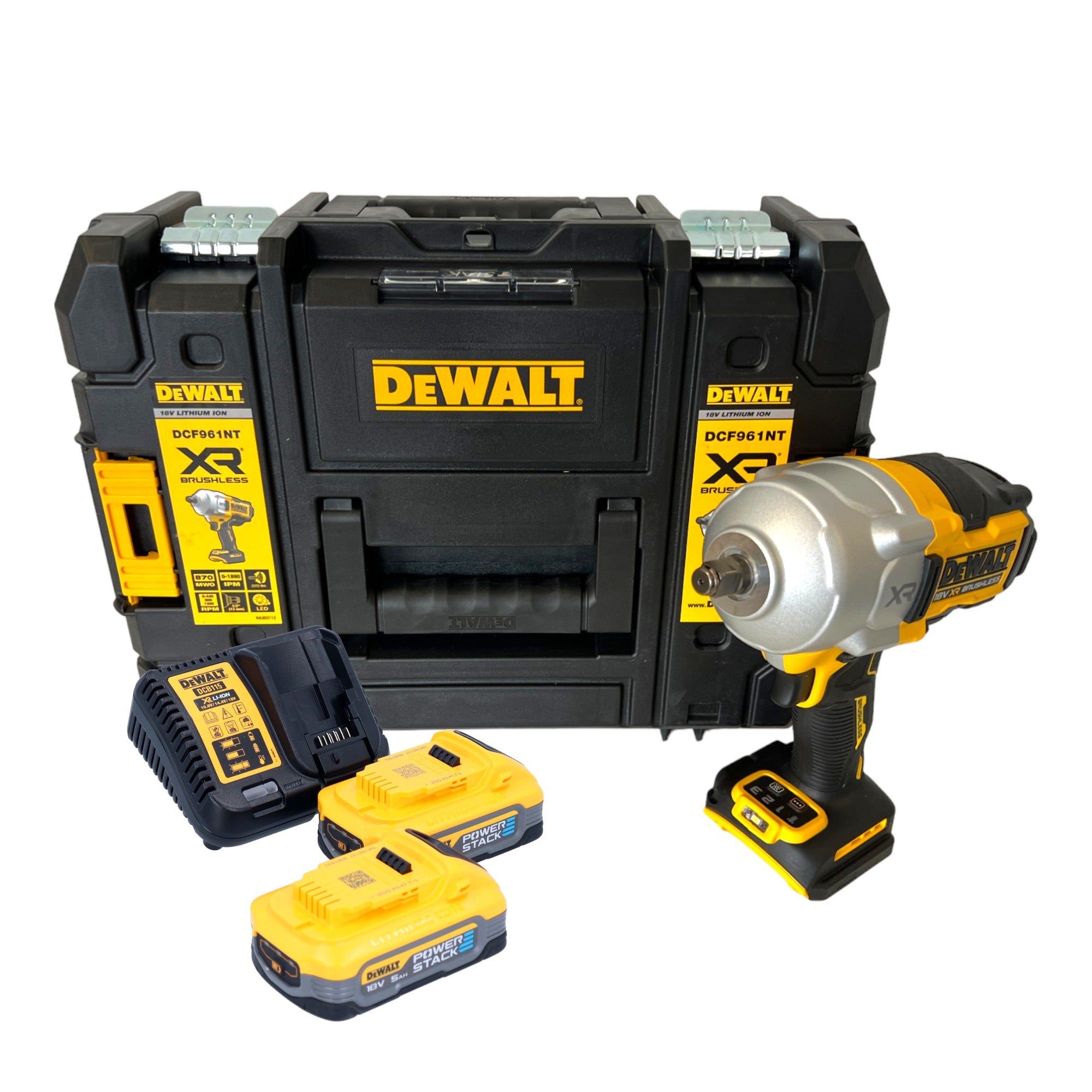DeWalt DCF 961 H2T Akku Schlagschrauber 18 V 1632 Nm 1 2 Brushless 2x Powerstack Akku 5 0 Ah Ladegeraet TSTAK 0 - toolbrothers