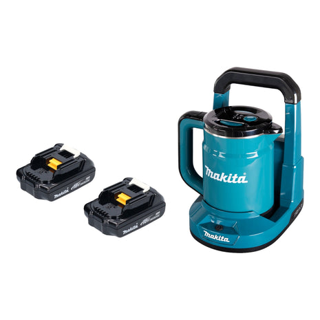 Hervidor de batería Makita DKT 360 Y2 36 V (2x 18 V) 0,8 L + 2x batería 1,5 Ah - sin cargador