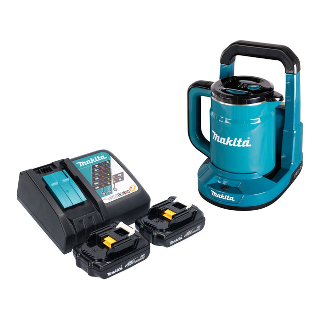 Makita DKT 360 RY2 cordless kettle 36 V ( 2x 18 V ) 0.8 L + 2x rechargeable battery 1.5 Ah + charger