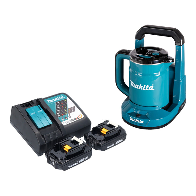 Makita DKT 360 RA2 cordless kettle 36 V ( 2x 18 V ) 0.8 L + 2x rechargeable battery 2.0 Ah + charger