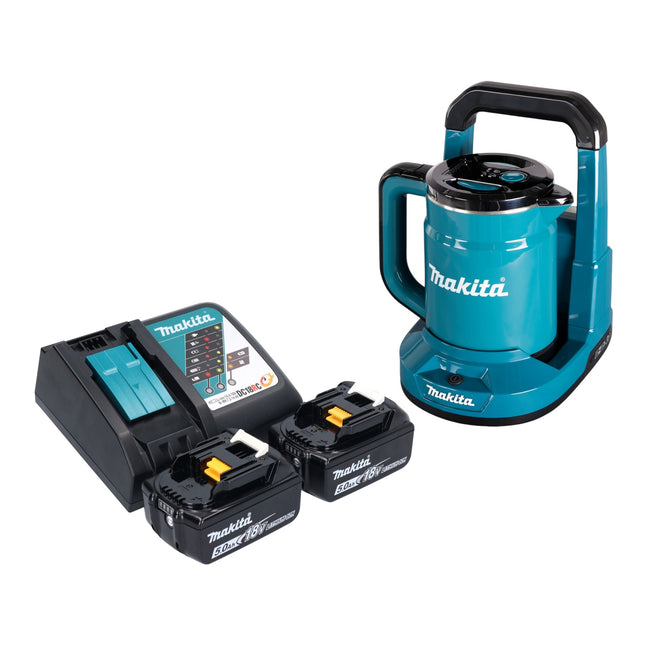Makita DKT 360 RT2 cordless kettle 36 V ( 2x 18 V ) 0.8 L + 2x rechargeable battery 5.0 Ah + charger