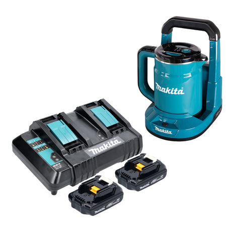 Hervidor de batería Makita DKT 360 CY2 36 V (2x 18 V) 0,8 L + 2x batería 1,5 Ah + cargador doble