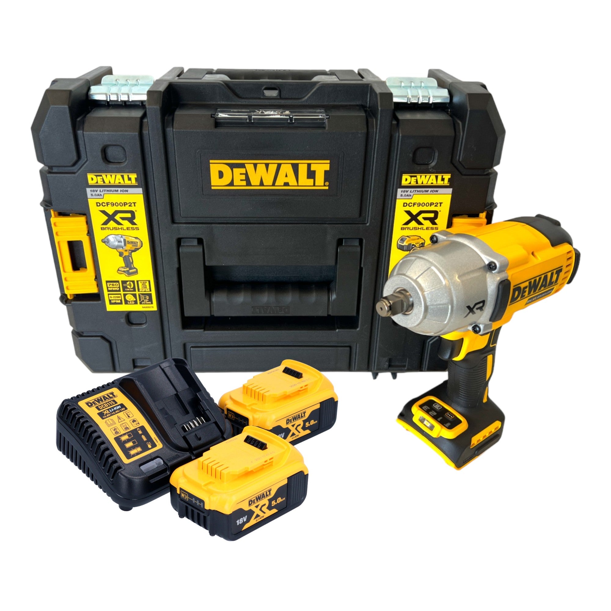 DeWalt DCF 900 P2T Akku Schlagschrauber 18 V 1396 Nm 1 2 2x Akku 5 0 Ah Ladegeraet TSTAK 0 - toolbrothers
