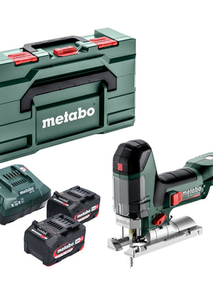 Sierra de calar a batería Metabo ST 18 LT 130 BL 18 V 130 mm sin escobillas + 2x baterías 4,0 Ah + cargador + Metabox