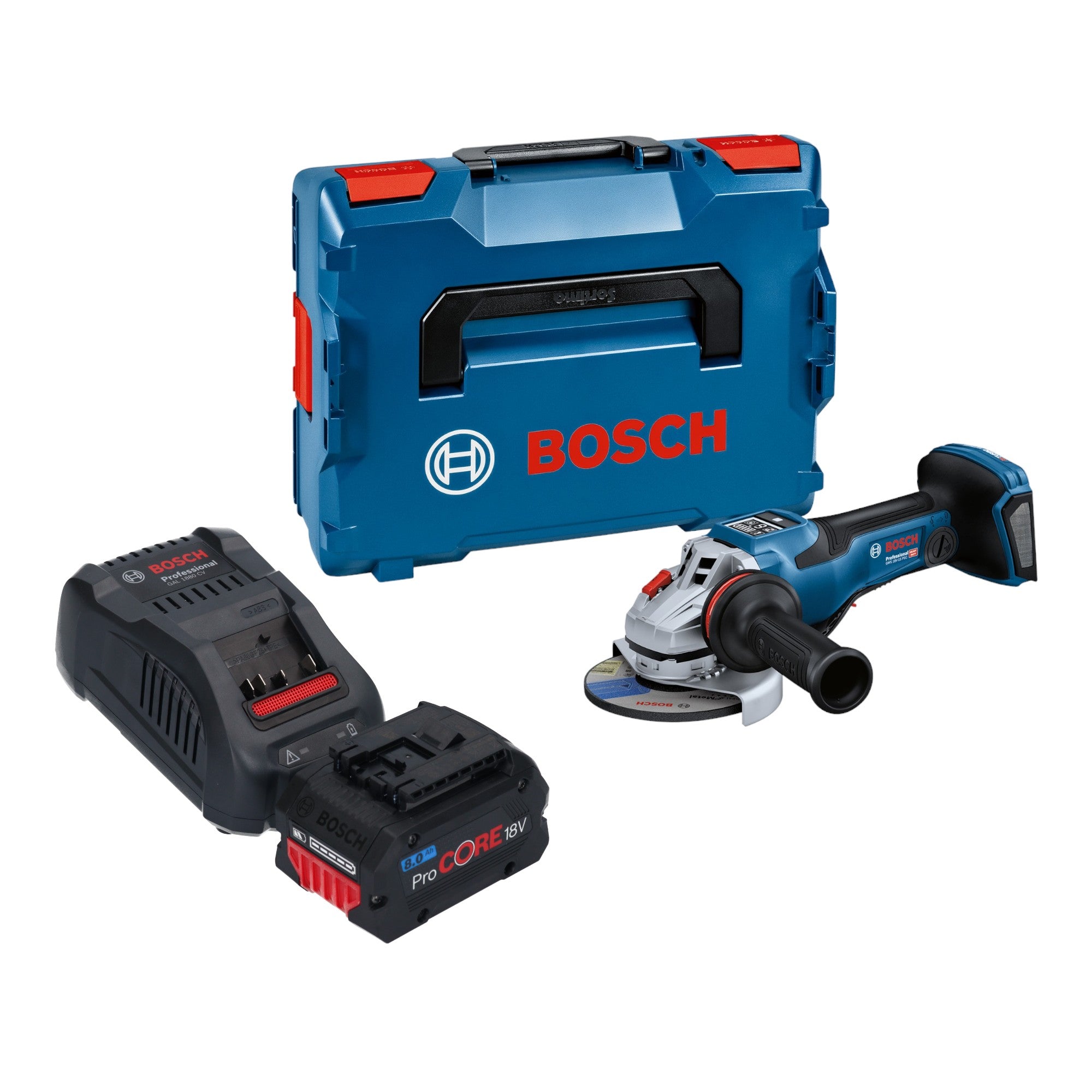 Bosch GWS 18V 15 PSC Professional Akku Winkelschleifer 18 V 125 mm BITURBO Brushless 1x ProCORE Akku 8 0 Ah Ladegeraet L Boxx 0 - toolbrothers