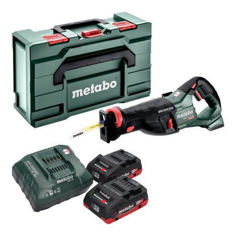 Sierra sable a batería Metabo SSEP 18 LT BL 18 V 32 mm sin escobillas + 2x batería LiHD 4,0 Ah + cargador + Metabox