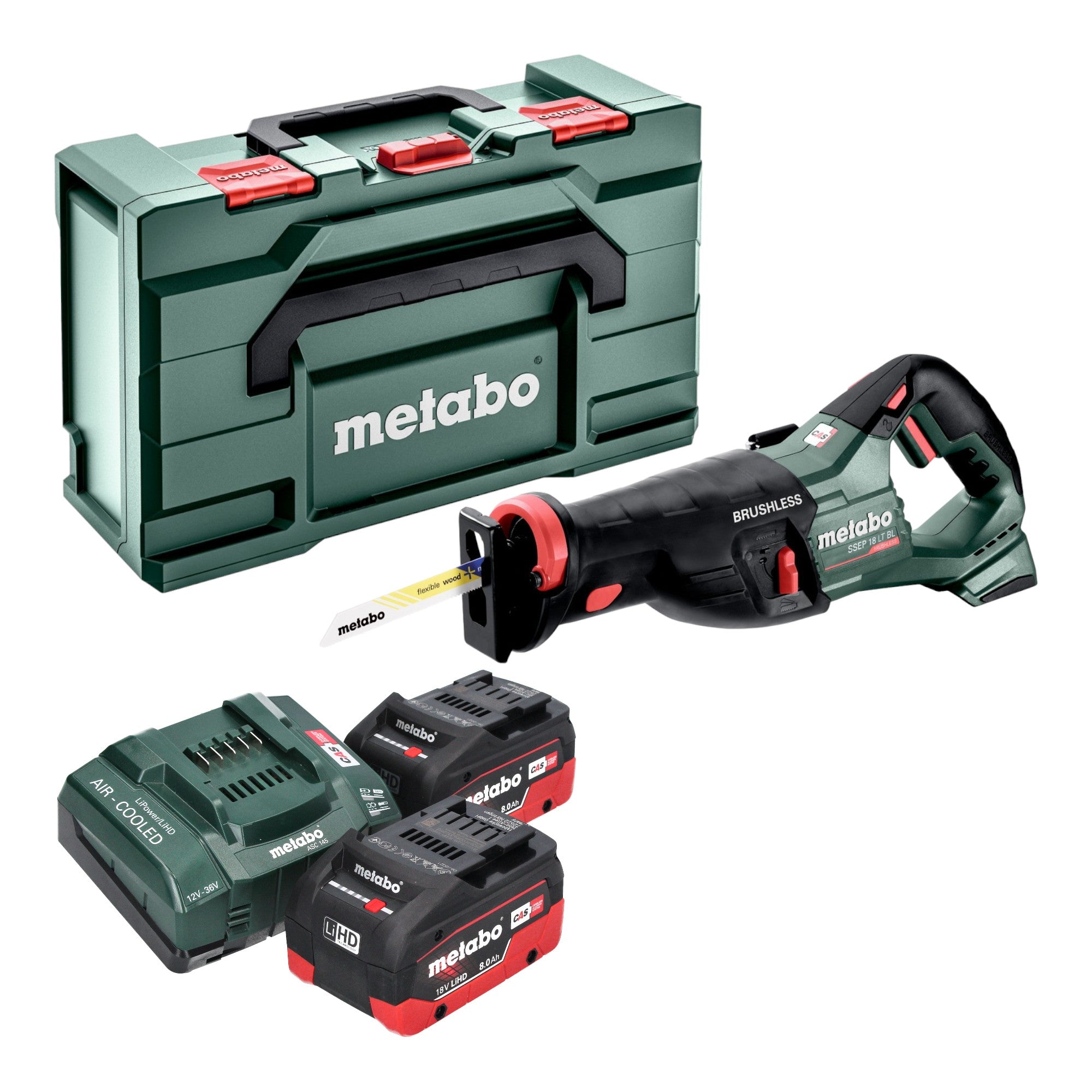 Metabo SSEP 18 LT BL Akku Saebelsaege 18 V 32 mm Brushless 2x LiHD Akku 8 0 Ah Ladegeraet Metabox 0 - toolbrothers