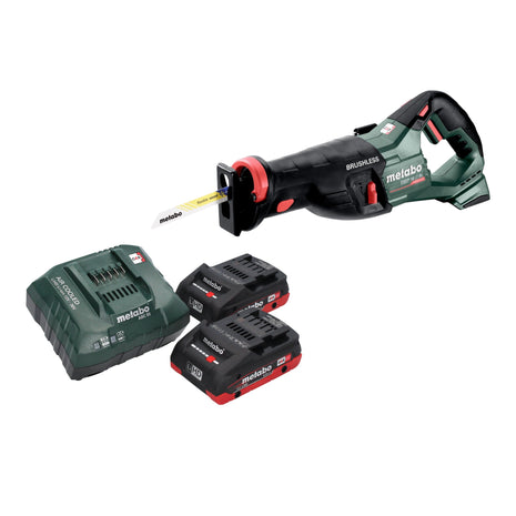 Sierra sable a batería Metabo SSEP 18 LT BL 18 V 32 mm sin escobillas + 2x batería LiHD 4,0 Ah + cargador