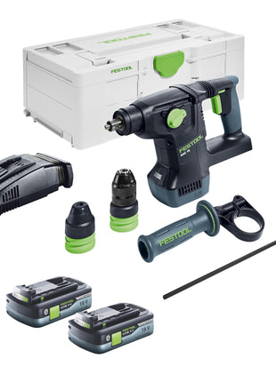 Festool KHC 18 EB-Basic martillo combinado a batería 18 V 2,6 J SDS-Plus sin escobillas + 2x batería 4,0 Ah + cargador rápido + systainer