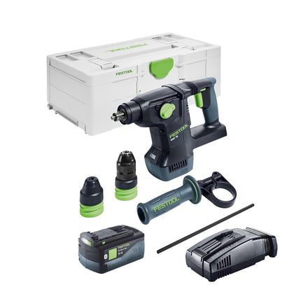 Martillo combinado sin cable Festool KHC 18 EB-Basic 18 V 2,6 J SDS-Plus Brushless + 1x batería recargable 5,0 Ah + cargador rápido + systainer
