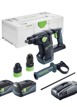 Martillo combinado a batería Festool KHC 18 EB-Basic 18 V 2,6 J SDS-Plus sin escobillas + 2 baterías de 5,0 Ah + cargador rápido + systainer