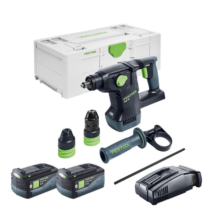 Martillo combinado sin cable Festool KHC 18 EB-Basic 18 V 2,6 J SDS-Plus Brushless + 2x batería recargable 5,0 Ah + cargador rápido + systainer