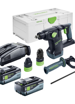 Festool KHC 18 EB-Basic martillo combinado a batería 18 V 2,6 J SDS-Plus sin escobillas + 2x batería 8,0 Ah + cargador rápido + systainer