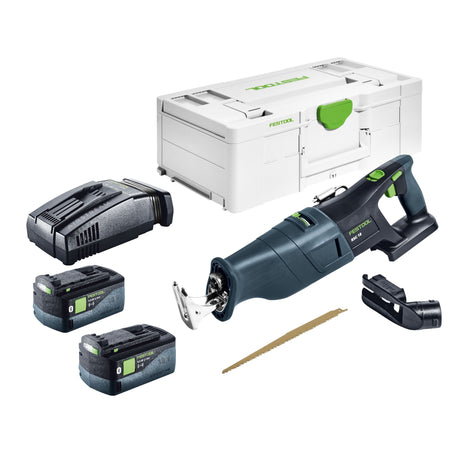 Festool RSC 18 EB-Basic akumulatorowa pilarka szablasta 18 V bezszczotkowa + 2x akumulator 5,0 Ah + szybka ładowarka + systainer