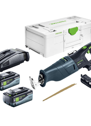 Sierra sable de batería Festool RSC 18 EB-Basic 18 V sin escobillas + 2x batería 8,0 Ah + cargador rápido + systainer