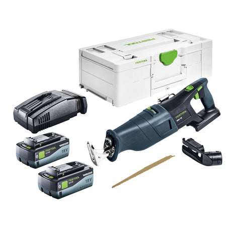 Sierra sable de batería Festool RSC 18 EB-Basic 18 V sin escobillas + 2x batería 8,0 Ah + cargador rápido + systainer