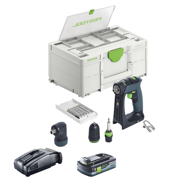 Festool CXS 18-Basic-Set cordless drill driver 18 V 40 Nm brushless + 1x battery 4.0 Ah + quick charger + systainer