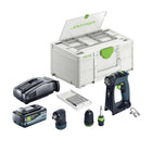 Festool CXS 18 Basic Set Taladro atornillador inalámbrico 18 V 40 Nm sin escobillas + 1x batería 8,0 Ah + cargador rápido + Systainer