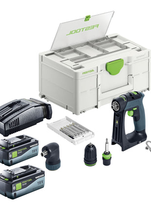 Festool CXS 18-Juego básico taladro atornillador inalámbrico 18 V 40 Nm sin escobillas + 2 baterías 8,0 Ah + cargador rápido + systainer