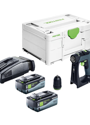 Akumulatorowa wiertarko-wkrętarka Festool CXS 18-Basic 18 V 40 Nm bezszczotkowa + 2x akumulator 8,0 Ah + szybka ładowarka + systainer