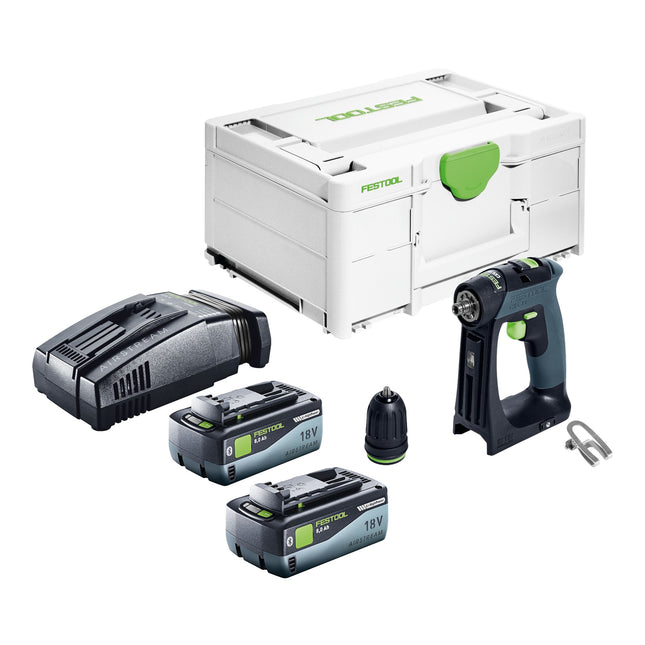 Taladro atornillador a batería Festool CXS 18 Basic 18 V 40 Nm sin escobillas + 2x batería recargable 8,0 Ah + cargador rápido + systainer