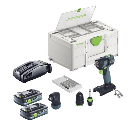 Festool TXS 18-Juego básico taladro atornillador inalámbrico 18 V 40 Nm sin escobillas + 2 baterías 4,0 Ah + cargador rápido + systainer