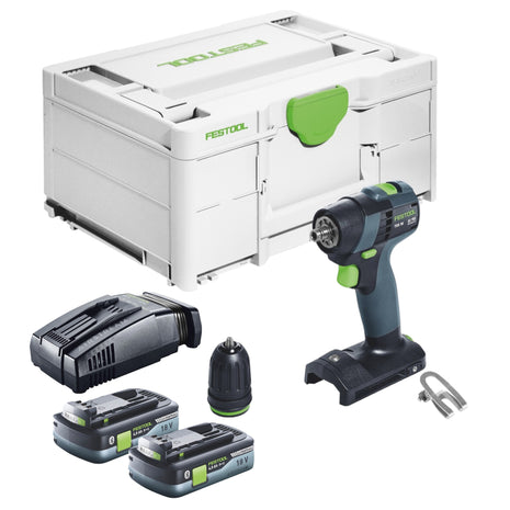 Festool TXS 18-Basic Akku Bohrschrauber 18 V 40 Nm Brushless + 2x Akku 4,0 Ah + Schnellladegerät + Systainer