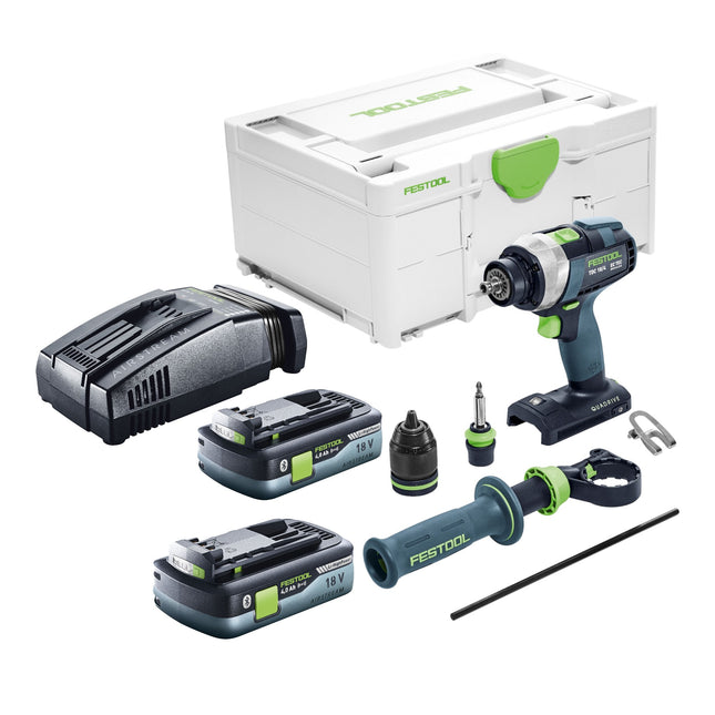 Festool TDC 18/4 I-Basic taladro atornillador a batería 18 V 75 Nm sin escobillas + 2x batería recargable 4,0 Ah + cargador rápido + systainer
