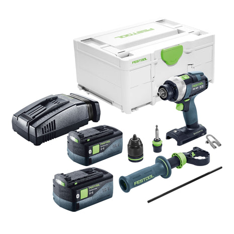 Festool TDC 18/4 I-Basic taladro atornillador a batería 18 V 75 Nm sin escobillas + 2 baterías 5,0 Ah + cargador rápido + systainer