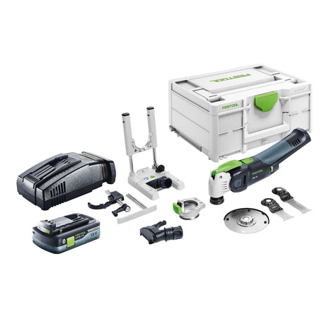 Festool VECTURO OSC 18 E-Basic Set akumulatorowe narzędzie oscylacyjne 18 V Starlock Max Brushless + 1x akumulator 4,0 Ah + szybka ładowarka + systainer