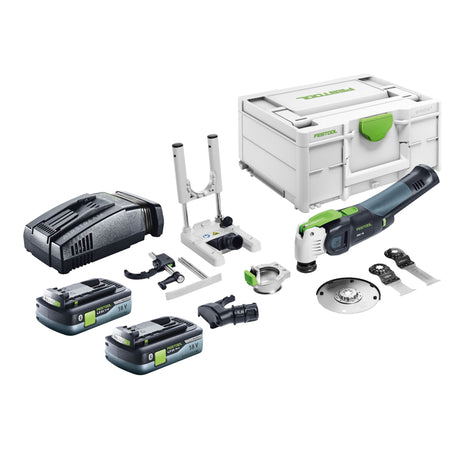 Festool VECTURO OSC 18 E-Basic Set oscilador de batería 18 V Starlock Max Brushless + 2x batería 4,0 Ah + cargador rápido + systainer