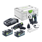 Festool DURADRIVE DWC 18-4500 Basic atornillador a batería para la construcción 18 V 14 Nm sin escobillas + 2x batería recargable 8,0 Ah + cargador rápido + systainer