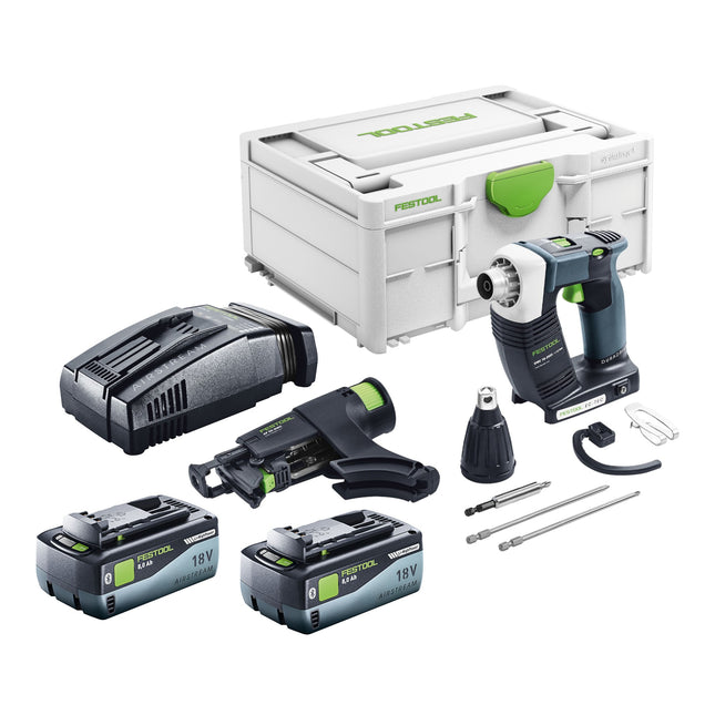 Festool DURADRIVE DWC 18-2500 Basic atornillador a batería para la construcción 18 V 18 Nm sin escobillas + 2x batería recargable 8,0 Ah + cargador rápido + systainer