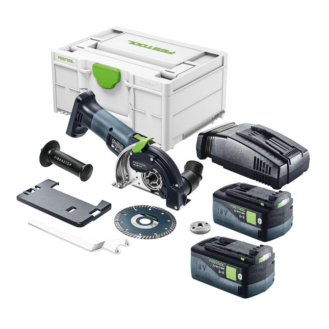 Festool DSC-AGC 18-125 FH EB-Basic sistema de corte a mano libre sin cable 18 V 125 mm sin escobillas + 2x batería recargable 5,0 Ah + cargador rápido + Systainer