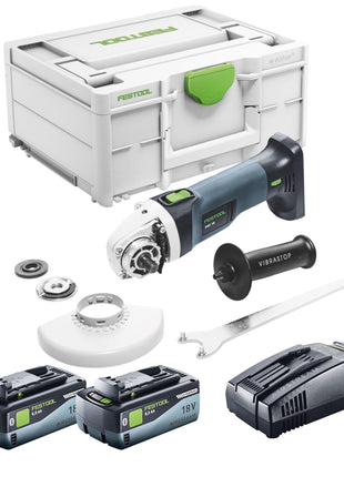 Festool AGC 18-125 EB-Basic amoladora angular a batería 18 V 125 mm sin escobillas + 2x baterías 8,0 Ah + cargador rápido + systainer