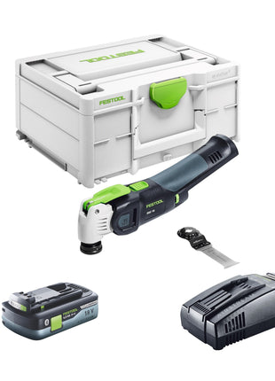 Oscilador de batería Festool VECTURO OSC 18 E-Basic 18 V Starlock Max Brushless + 1x batería 4,0 Ah + cargador rápido + systainer