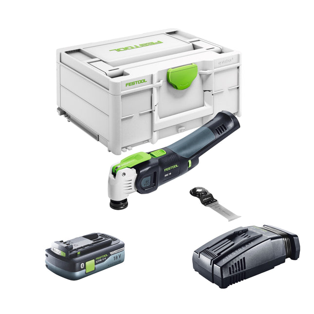 Festool VECTURO OSC 18 E-Basic herramienta oscilante sin cable 18 V Starlock Max Brushless + 1x batería 4.0 Ah + cargador rápido + systainer